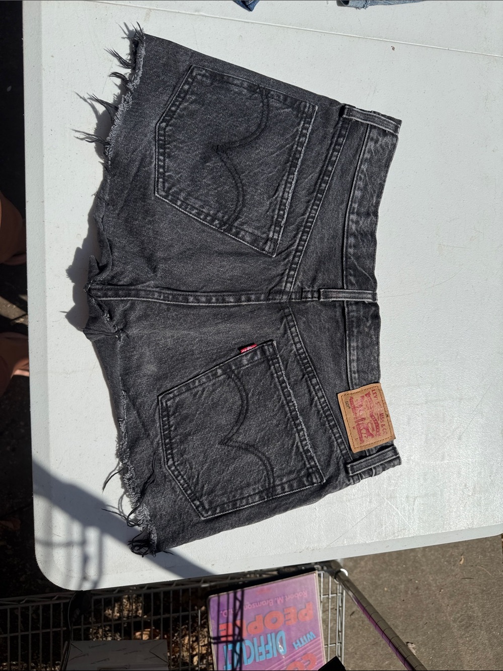 Levi's Men's Washed Black Frayed Denim Shorts